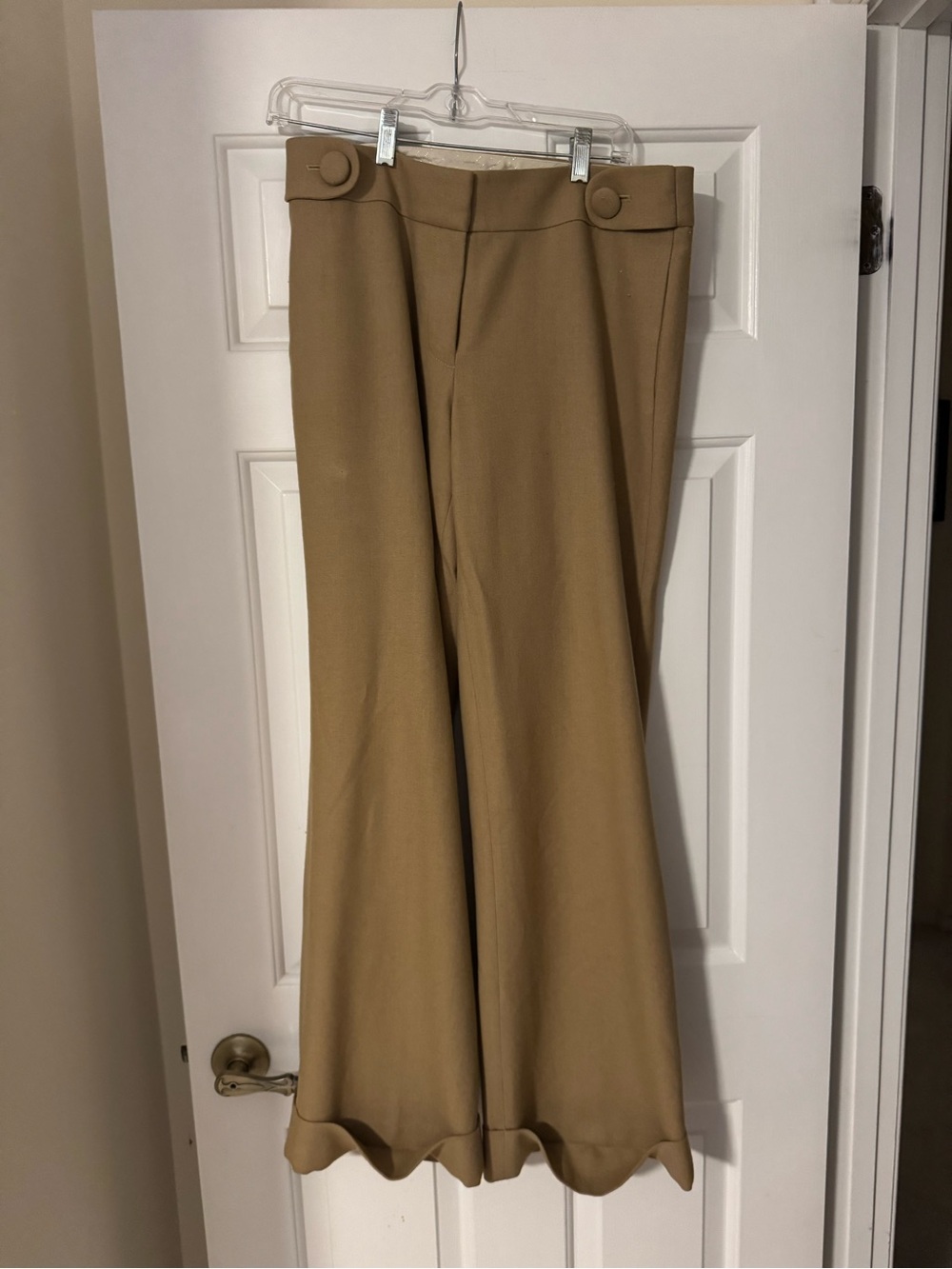 J. Crew Beige/Tan Lined pants with Quilted Waistband